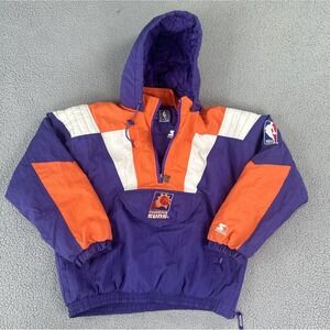 Vintage 90s Starter NBA Phoenix Suns 1/2 Zip Jacket Men Large Color Block